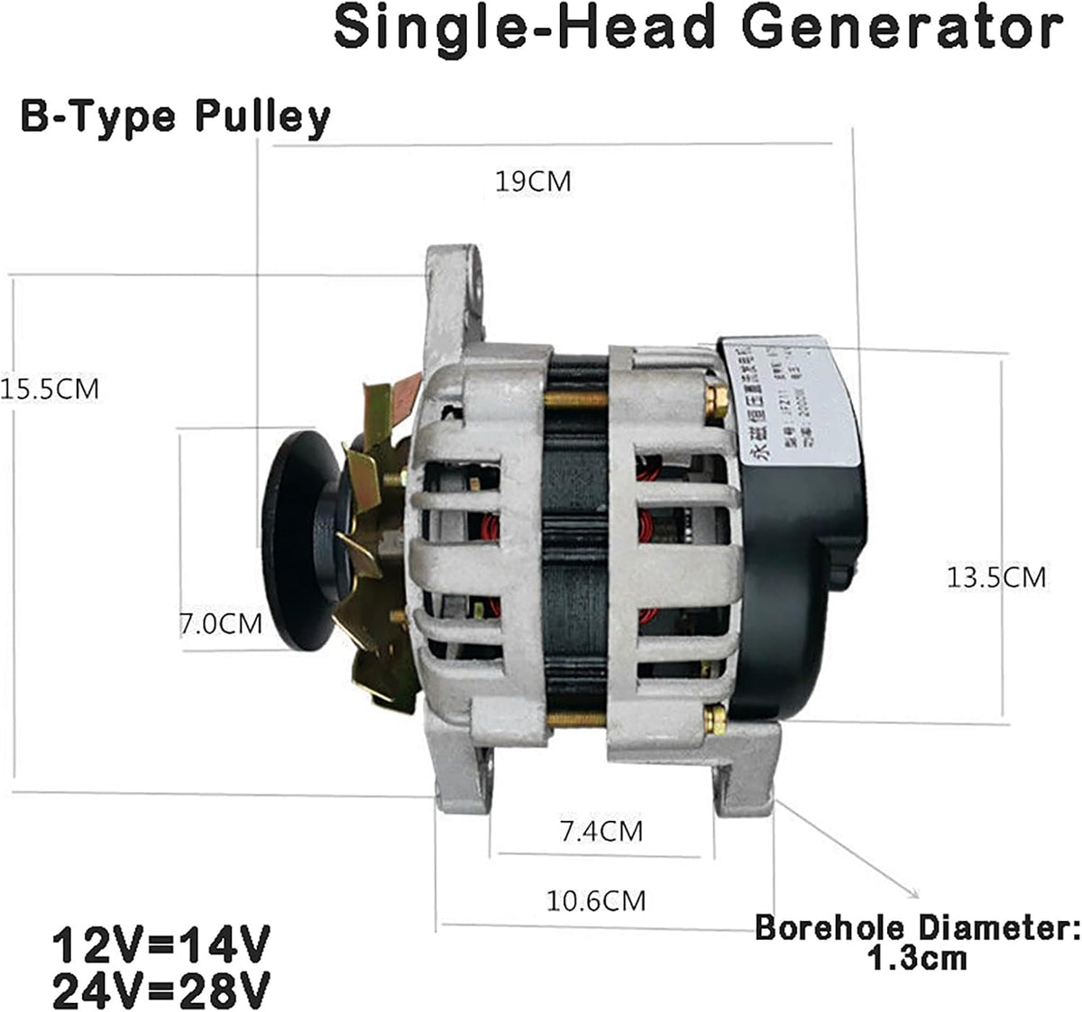 2000W Permanent Magnet Generator 14 / 28V DC Brushless Constant Voltage Generator High Power Charging Generator Set for Single-Cylinder Diesel Engines, Tractors, Lighting,Single Head,14V