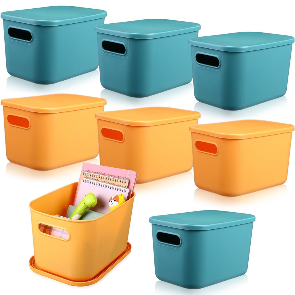 Hoolerry 8 Pieces Storage Bins, 14.2 x 10.2 x 9.5 Inch, Black