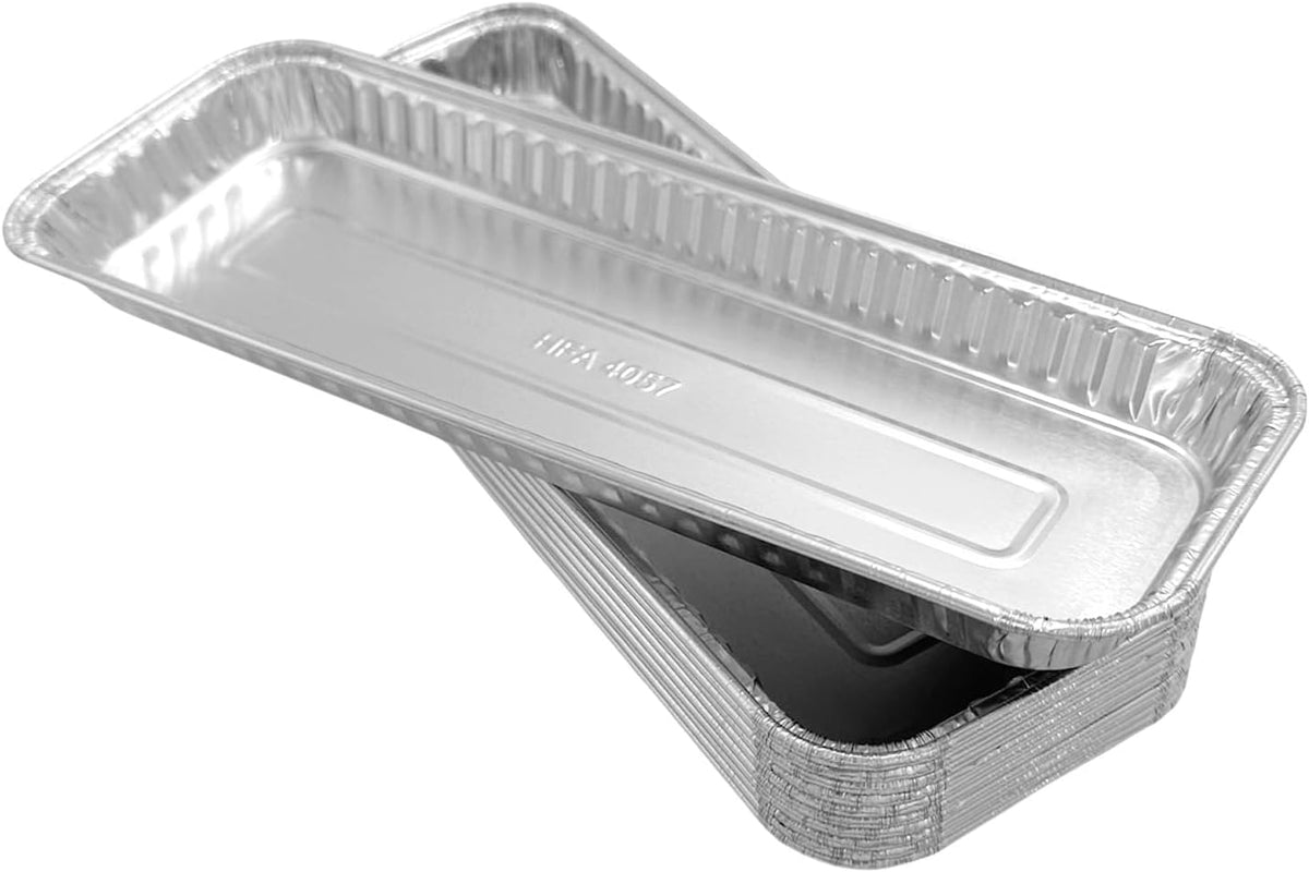 PACTOGO 11" x 4" x 1" Disposable Aluminum Foil Oblong Danish Cake Pans with Clear Hinged Lid Containers - Ideal Baking Tins for Sweets, Coffee Cakes, Danishes, Cookies, Brownies (Pack of 100)