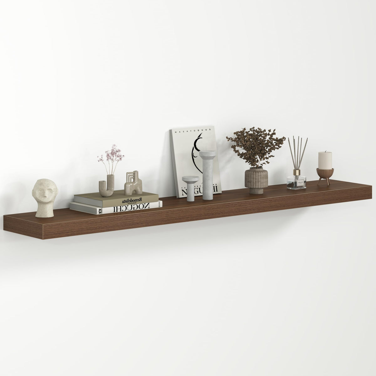 Fun Memories Floating Shelves - 2 Pack 12 Inch Rustic Wooden Wall Shelves - Extra Deeper & Thicker Wall Mounted Storage Shelf for Living Room, Kitchen, Farmhouse - 36" W x 12" D x 1.8" H - Brown