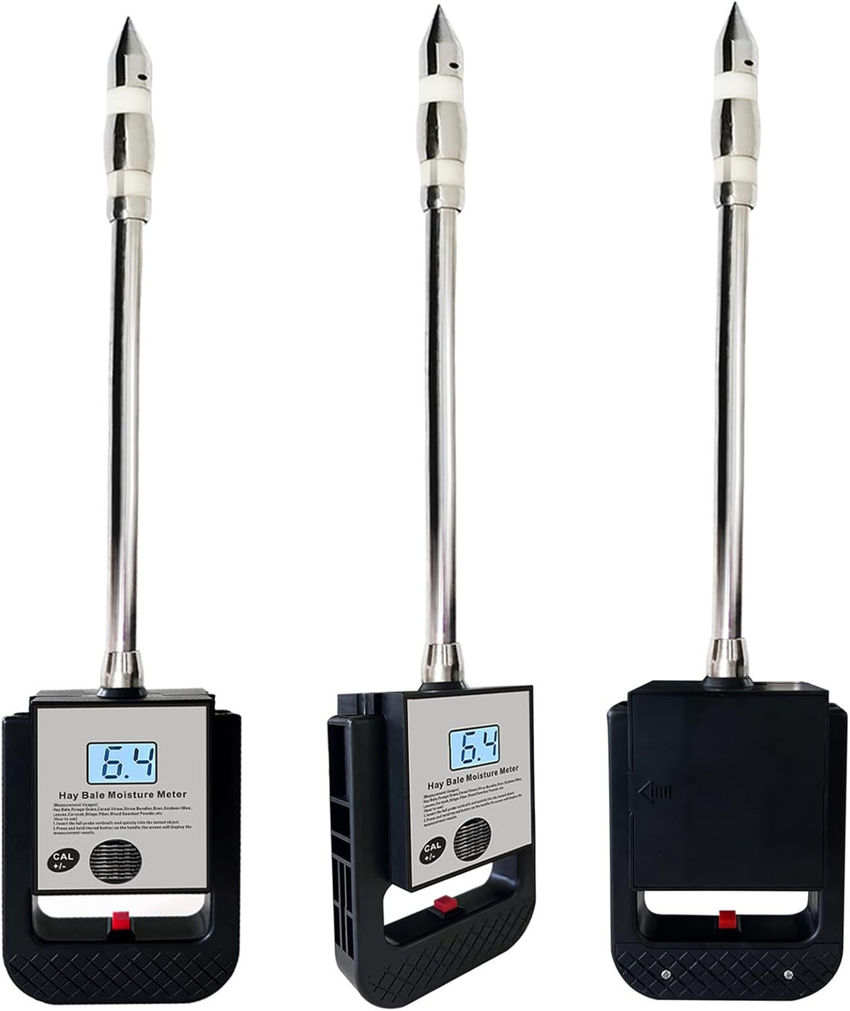Portable Hay Moisture Meter Tester with 15.7" Probe for Hay Bales,Cereal Straw,Bran,Forage Grass,Soybean Meal,Leymus Chinensis,Emperor Bamboo Grass,Alfalfa,Fibre,Hay Moisture Testing