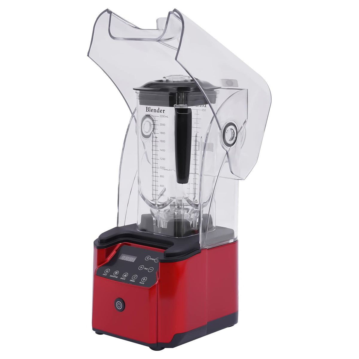 Soundproof Smoothie Blender, Electric Smoothie Maker Fruit Juicer Ice Crusher Soundproof Heavy Duty Smoothies Blender with Soundproofs Cover 1.8L 2600W Black (2.2L 2200W Time Payment)
