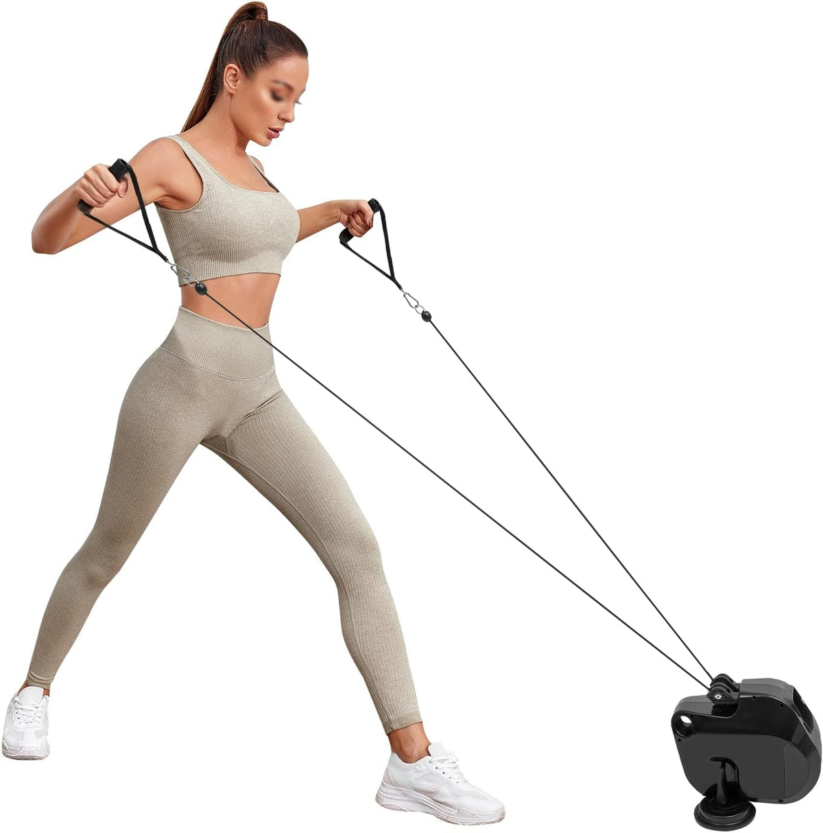 Resistance Rope Trainer Machine,Adjustable Suction Cup Rope Training Device with 6 Levels, Arm Strength Training Resistance, Pull Rope Strength Training Equipment for Gym Or Home Use ( 77.16Lbs)