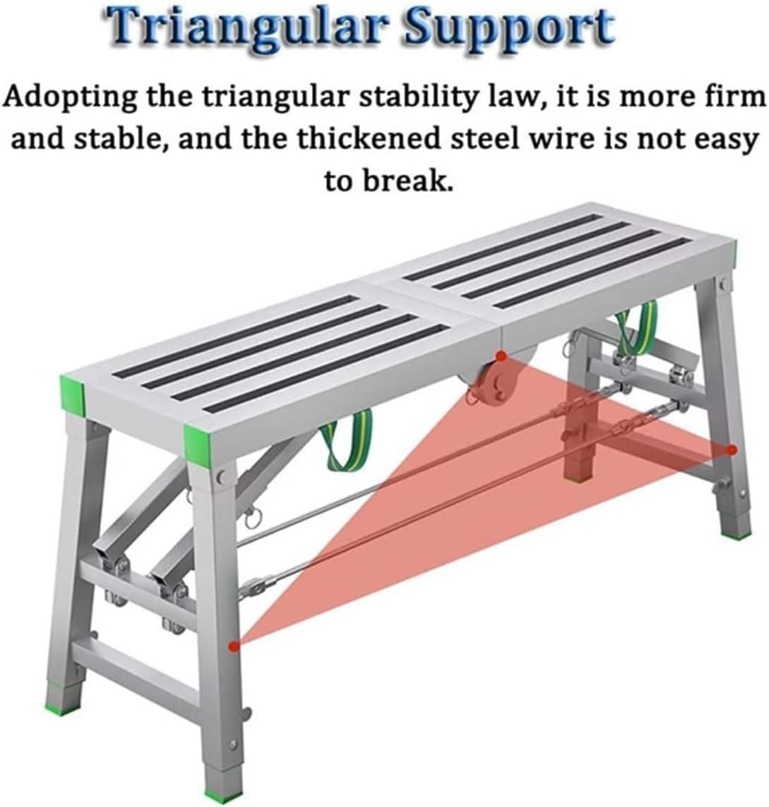 Scaffolding Equipment, Portable Folding Scaffolding, Multipurpose Work Platform Scaffold Tower Ladder Stool Work Bench, 882 Lbs Load, Galvanized Steel,140cm