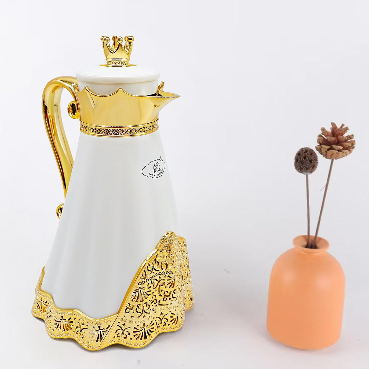 Luxury Arabic Turkish Style Insulated Coffee Carafe,34oz,Tea Flask