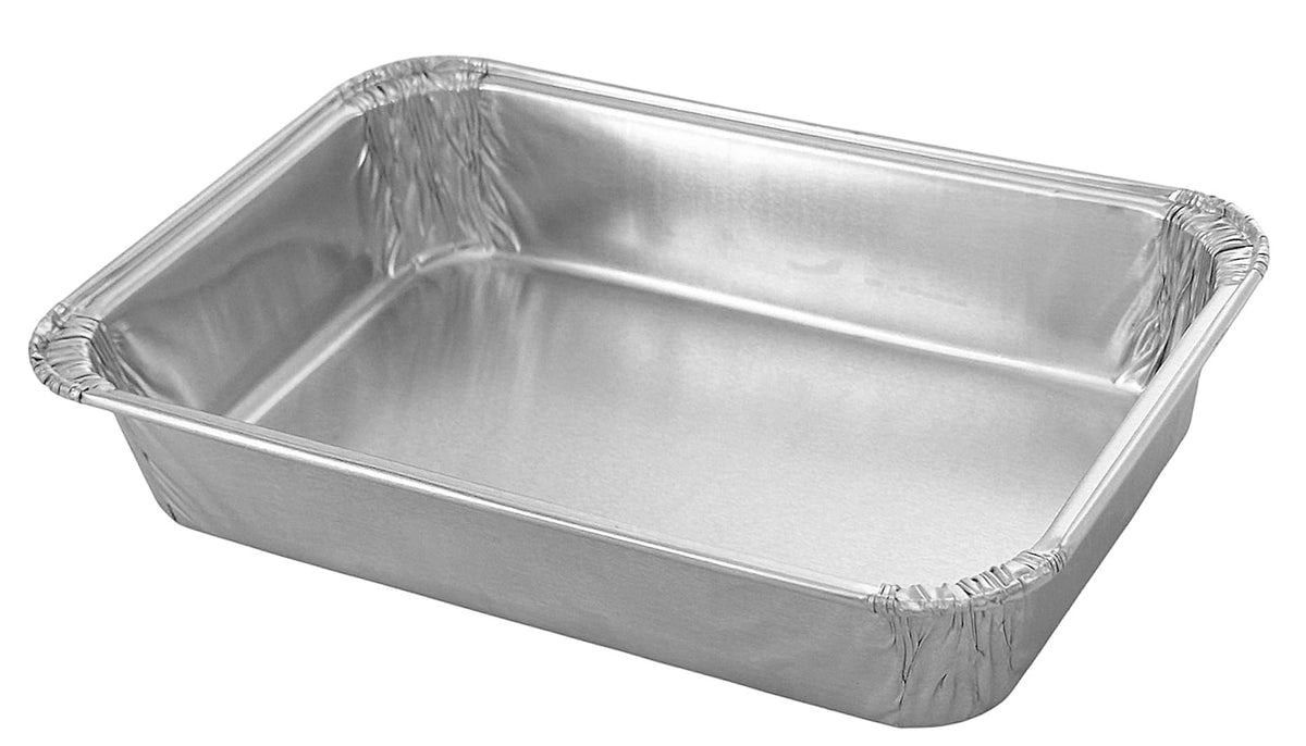 PACTOGO 11" x 7" x 0.75" Oblong Disposable Aluminum Foil Danish Cake Pans - Shallow Baking Sheets Ideal for Sweets, Cakes, Cookies (Pack of 200)