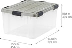 IRIS USA 3-Pack 60 Qt Storage Bins with Gasket Lids, Clear/Chrome