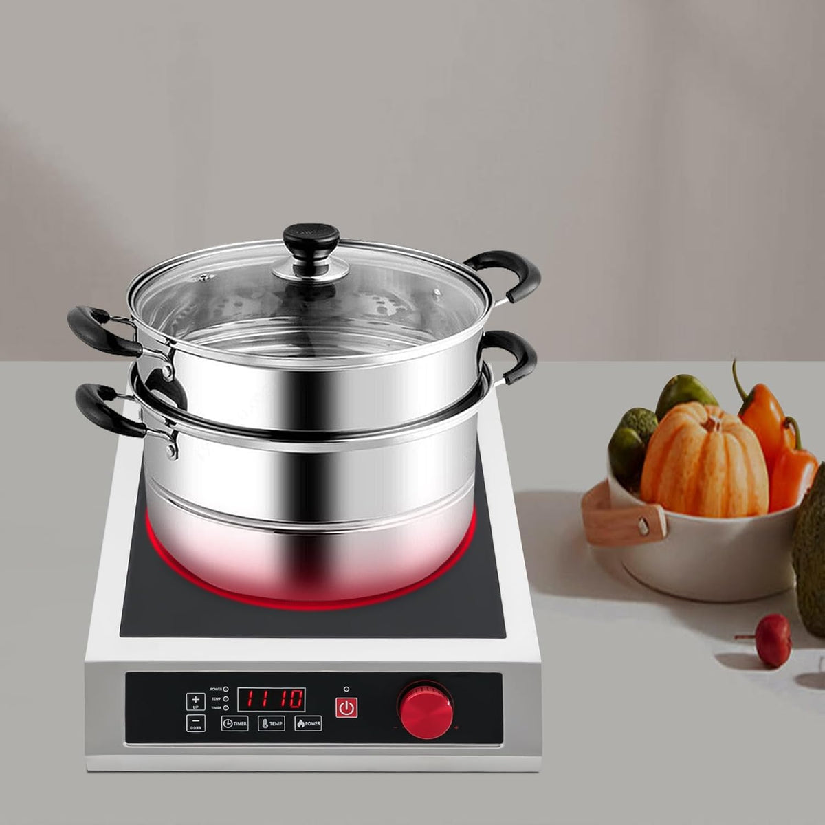 Induction Cooktop 500W-3500W, Commercial Induction Burner with 10-Speed Temperature/Power Adj, Electric Burners for Cooking, Countertop Electric Stove with Digital Sensor, 电磁炉
