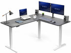 VIVO Light Wood 63 x 55 in Corner Standing Desk, DESK-E3CTGC