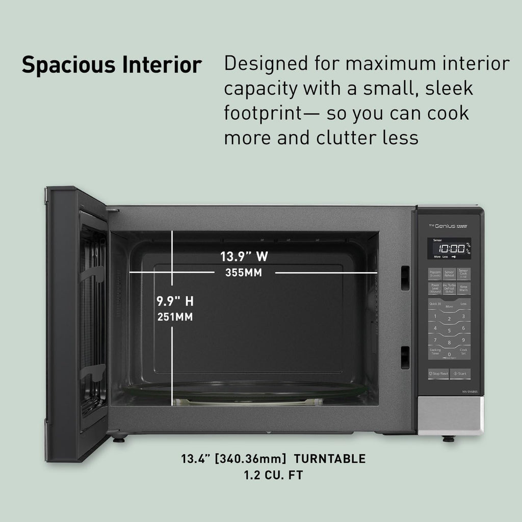 Panasonic Microwave Oven NN-SN686S Stainless Steel Countertop/Built-In with Inverter Technology and Genius Sensor, 1.2 Cubic Foot, 1200W