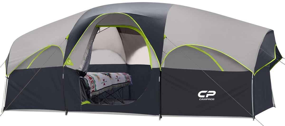 CAMPROS CP 8 Person Camping Tent, Room Divider, Rainfly, Weather Resistant