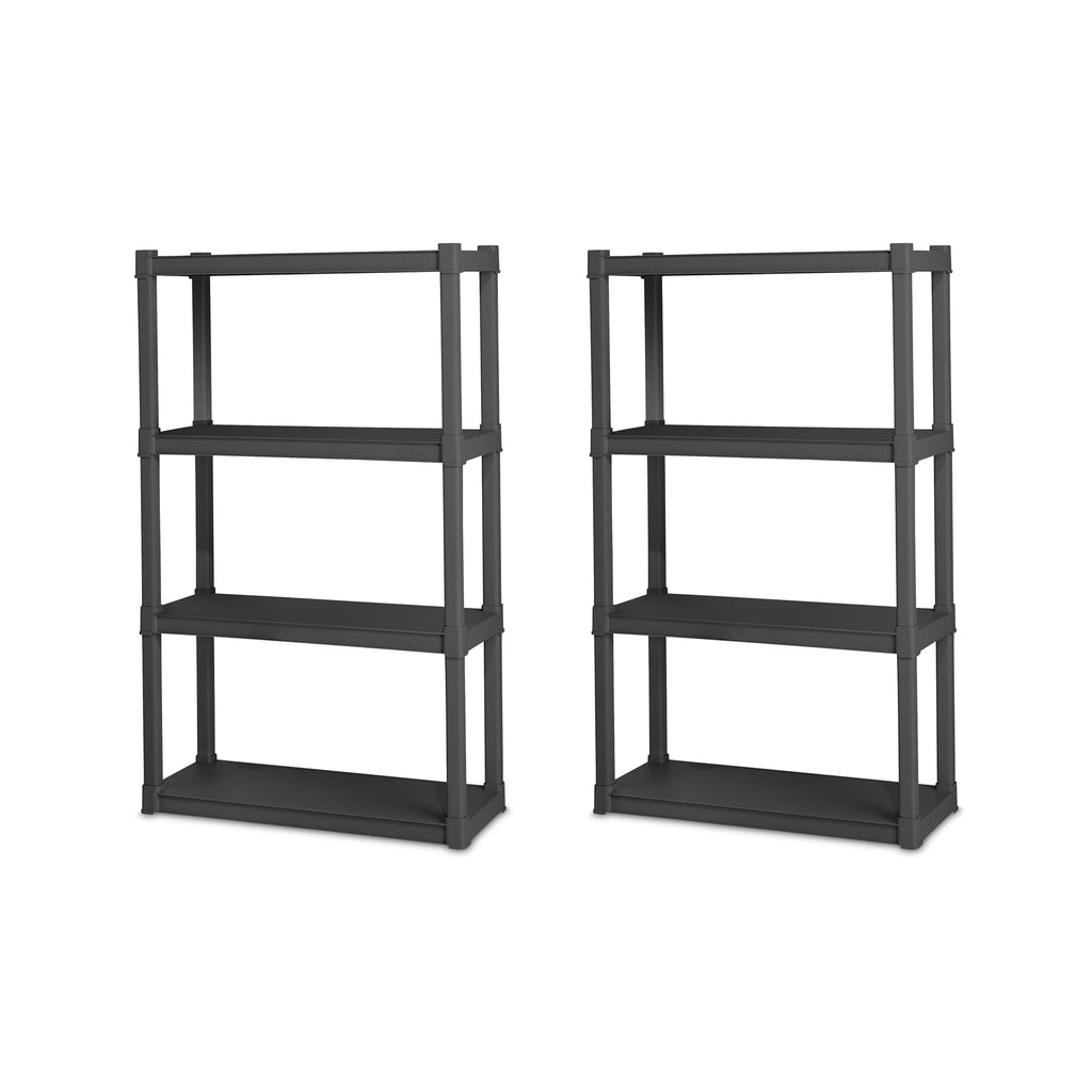 Sterilite 4 Shelf Unit, Heavy-Duty Plastic Utility Storage Rack, 2-Pack