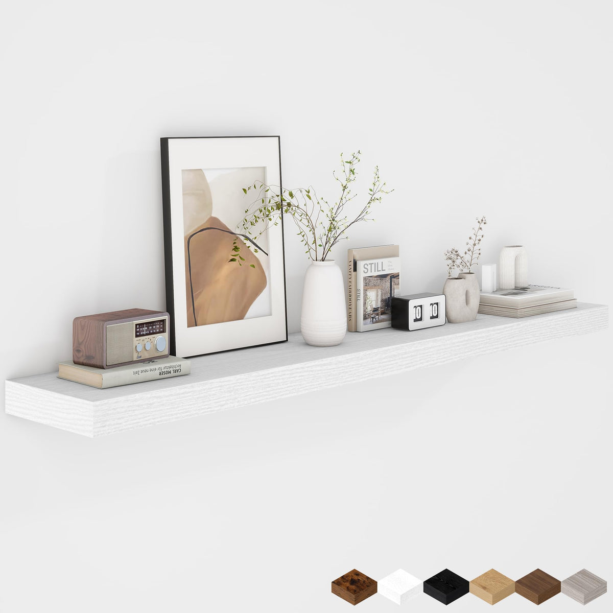 Fun Memories Floating Shelves - 2 Pack 12 Inch Rustic Wooden Wall Shelves - Extra Deeper & Thicker Wall Mounted Storage Shelf for Living Room, Kitchen, Farmhouse - 36" W x 12" D x 1.8" H - Brown