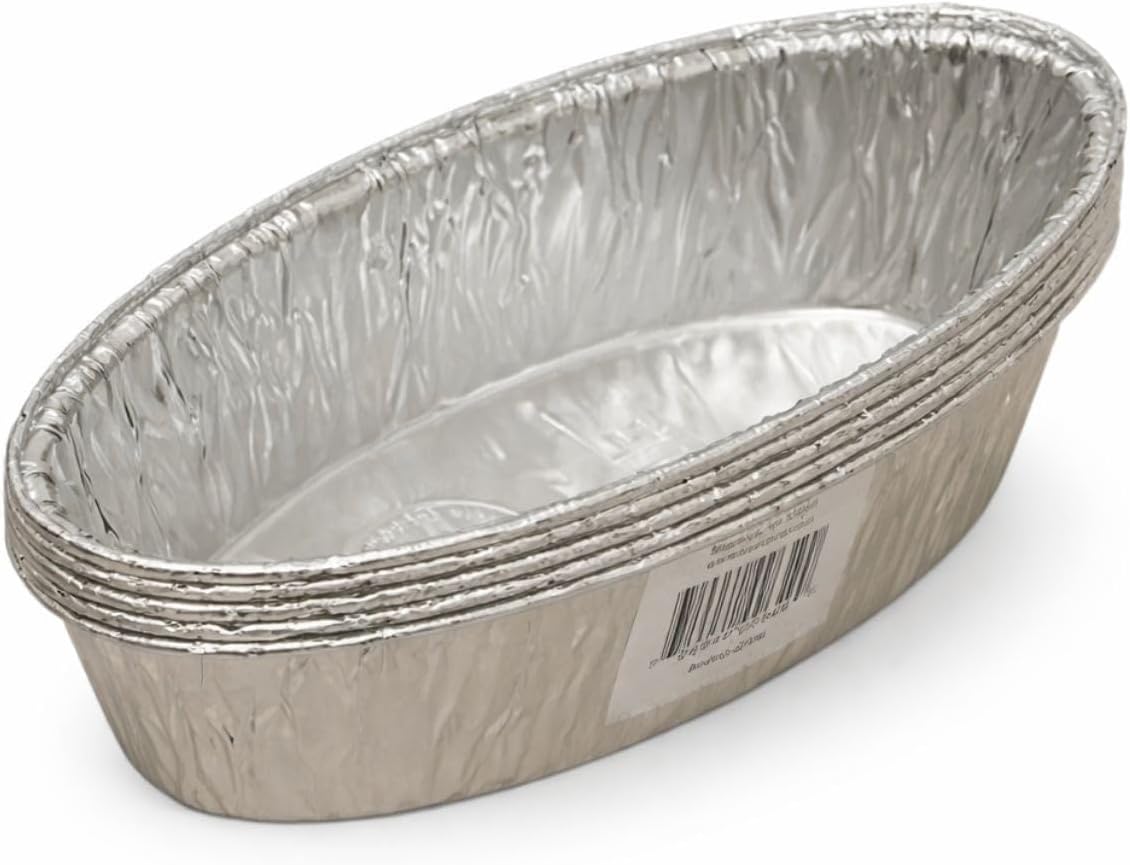 Jetfoil Disposable Aluminum Loaf Pans 2 LB Oval Loaf Challah Pans For Thanksgiving | Recyclable Foil Baking Pans for Bread, Cakes, Brownies, Heavy Duty Tin Foil Bakeware | Small 200 Count