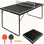 4.5FT/6FT/9FT Ping Pong Table Foldable, MDF Multi-Use Portable Table Tennis Table with Net, Paddles & Balls for Kids Teens Adults Indoor/Outdoor Game - Quick Assembly