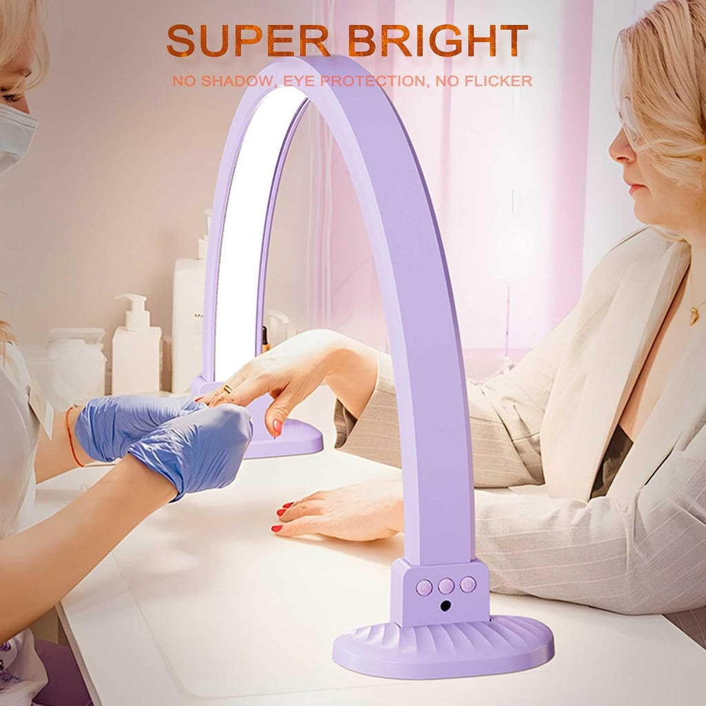 Half Moon Light for Nail Desk, 30 in 45W Half Moon Nail Lamp, Adjustable Brightness Color Temperature Moon Lamp Nail Tech, Arch Nail Lamp, Manicure Lamp Table Light