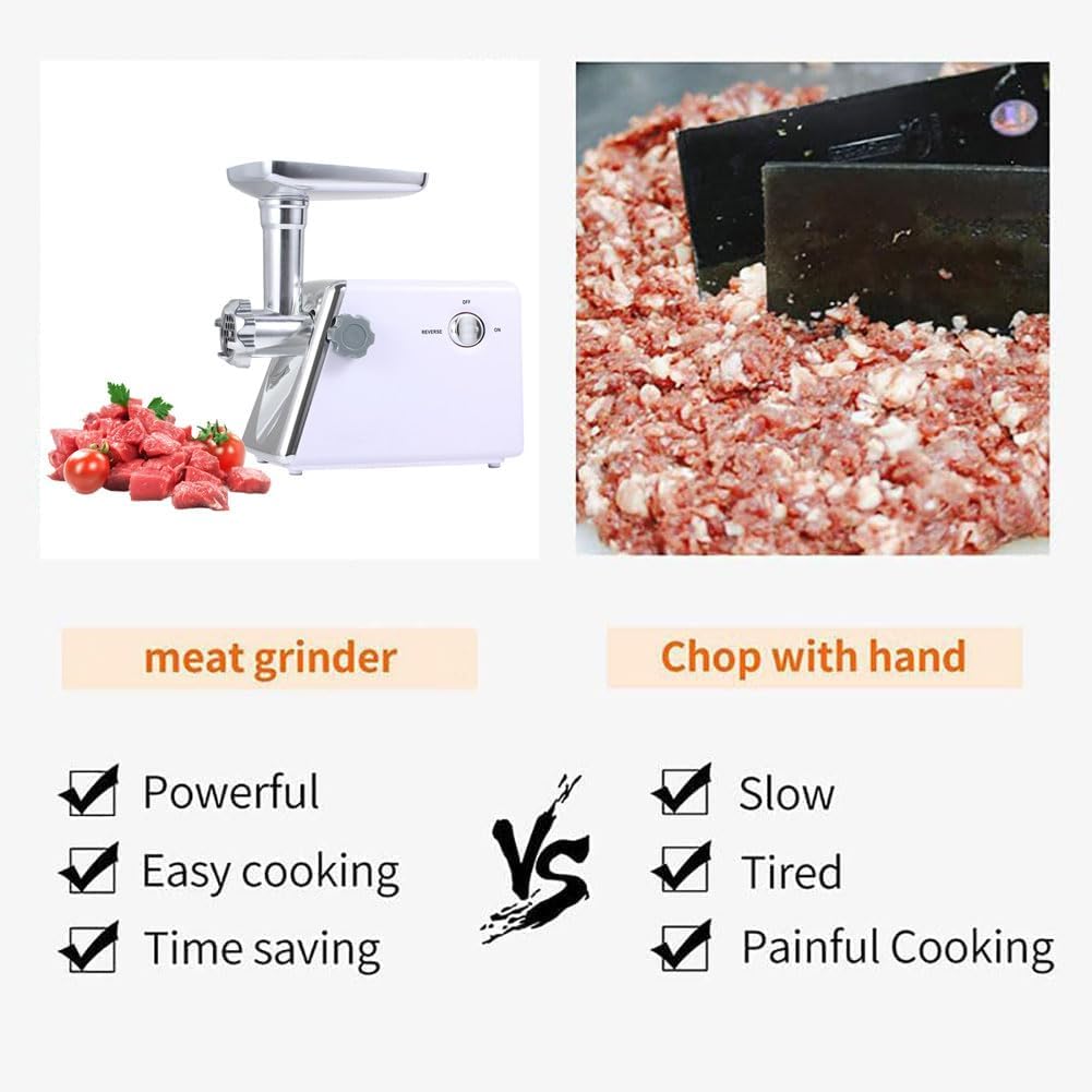 Electric Meat Grinder, Meat Mincer, Sausage Stuffer Maker, Food Grinder with Sausage, 3 Grinder Plates, Stainless Steel for Home Kitchen and Commercial Use