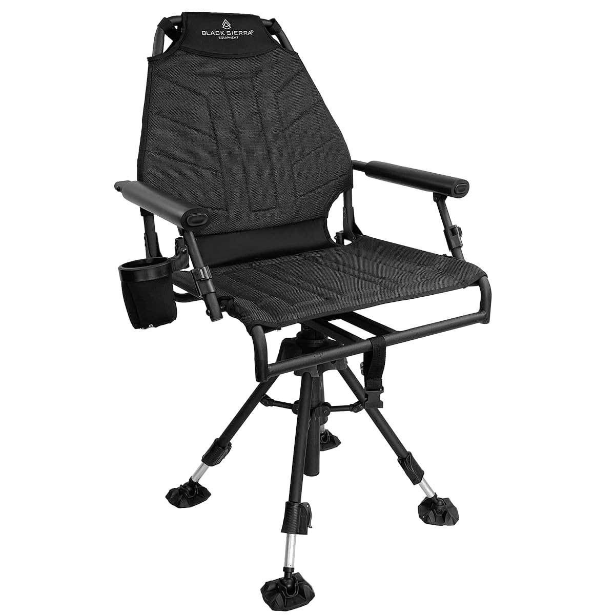 Black Sierra 360 Silent Swivel Hunting Chair, XL Padded Blind Seat, 300 lb