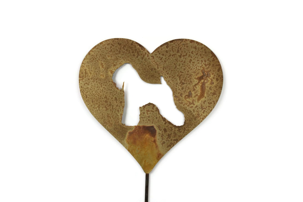 Pet Dog, Cat, Rabbit or Bird Keepsake Memorial Heart Garden Stake 20 to 28 Inches Tall (Large Heart, 28" Tall, Cross, Naturally Rusted)