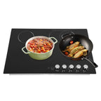 5 Burners Electric Cooktop, 35 Inch 48000W Electric Ceramic Cooktop Built-in Electric Stove Top with 5 Heating Levels, Kid Safety Lock, Timer and Knob Control, 110V for Hard Wire (No Plug)