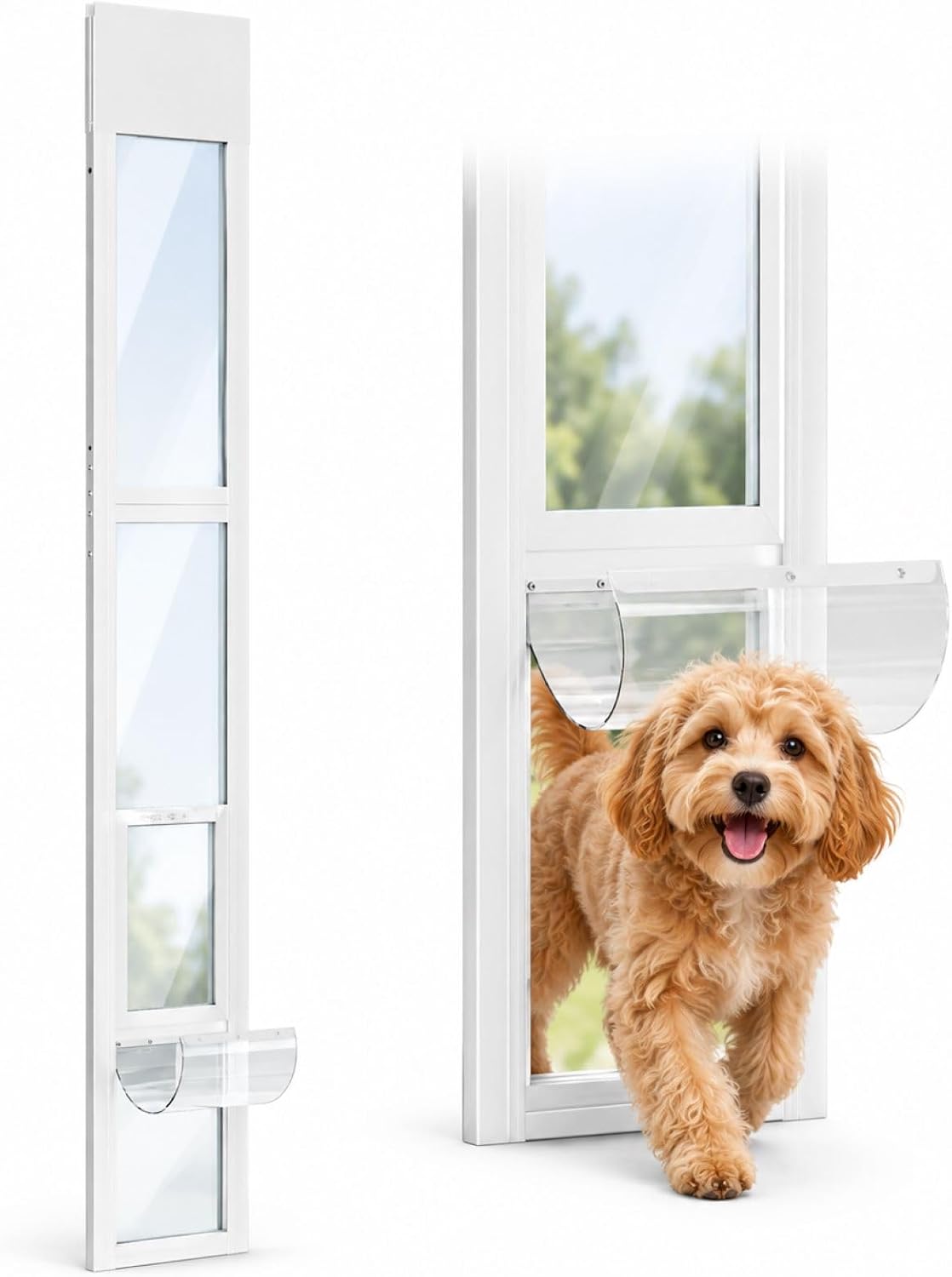 Dog Door for Sliding Glass Door,Adjustable Height 74 13/16" to 80 11/16"