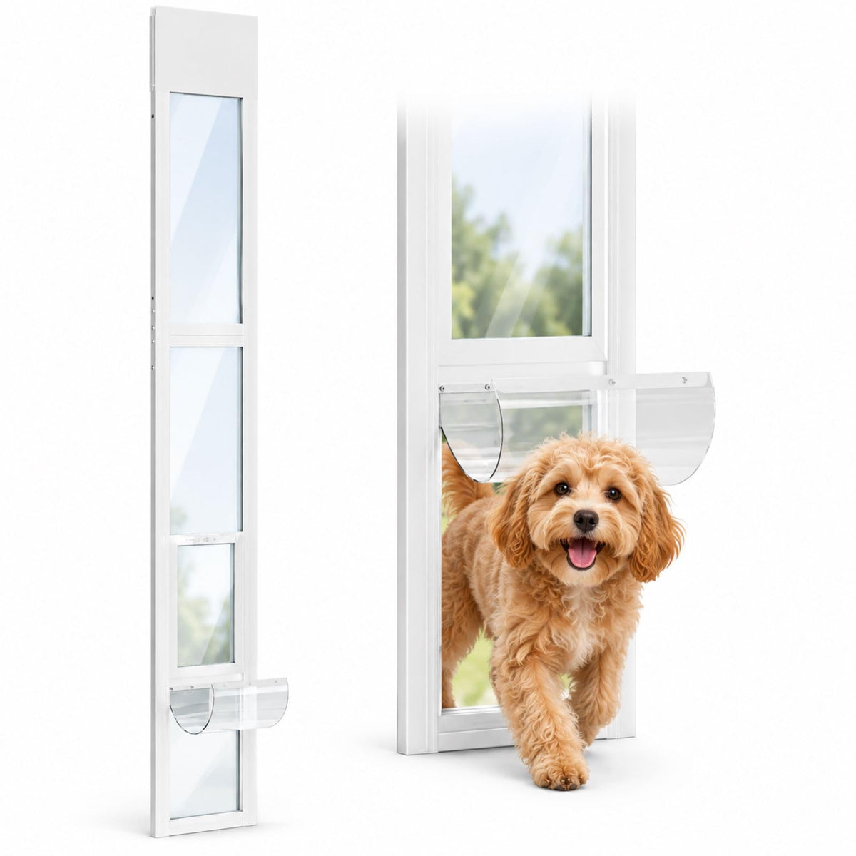 Dog Door for Sliding Glass Door,Adjustable Height 74 13/16" to 80 11/16"