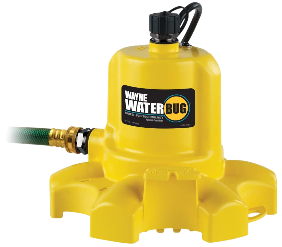 WAYNE - WaterBUG AUTO 1/4 HP 1900 GPH Auto On/Off Submersible Pump with Multi-Flo Technology - Water Removal and Transfer Pump, Yellow