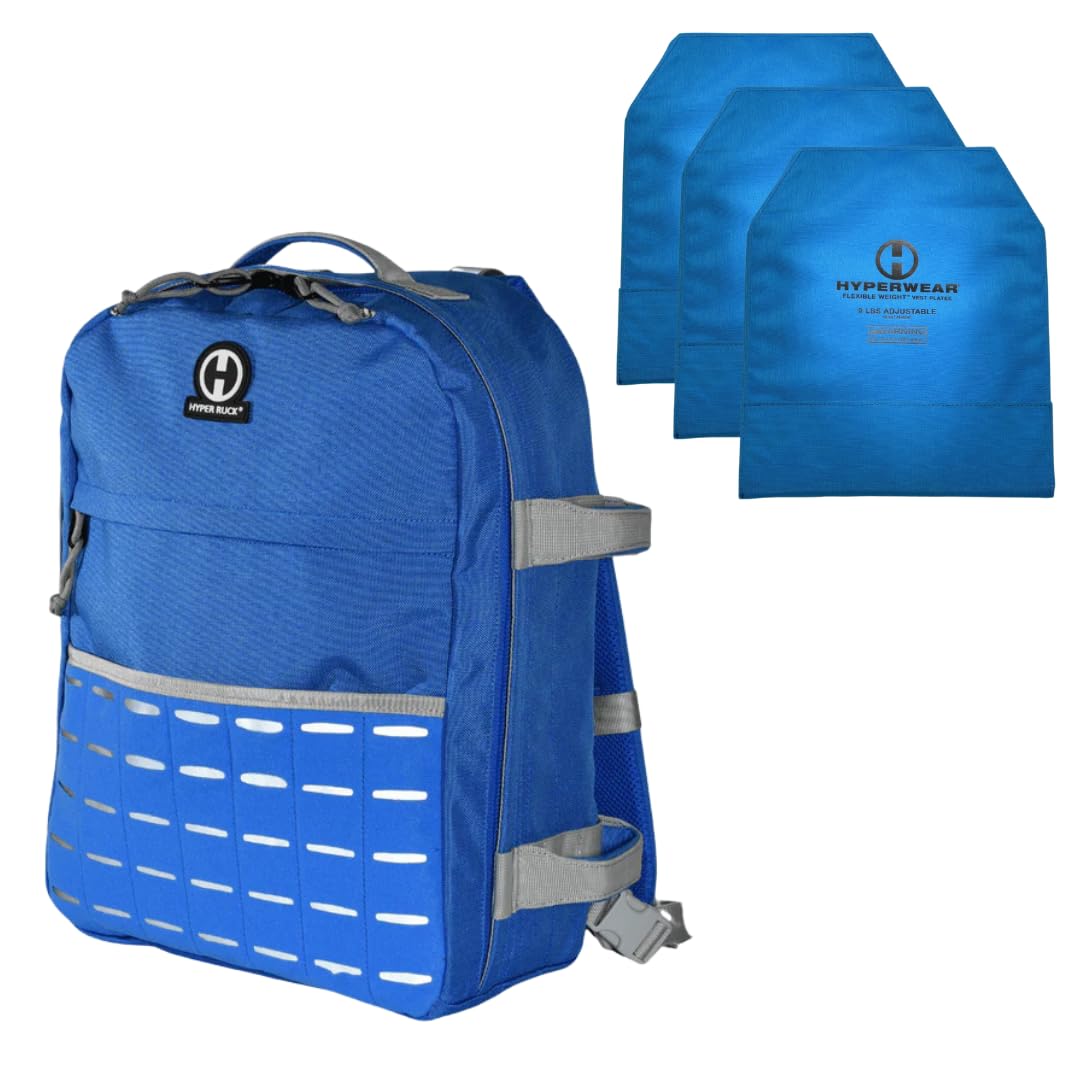 HYPERWEAR® Rucking Backpack with Weights for Walking - 20L Adjustable Weighted Ruck Pack, FlexLoad Plate System