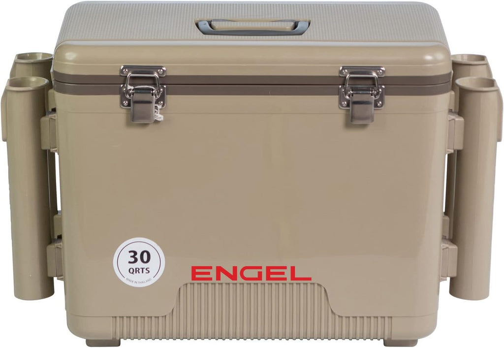 Engel UC30 Leak-Proof, Air Tight, Fishing Drybox Cooler with Built-in Fishing Rod Holders, Also Makes The Perfect Hard Shell Lunchbox for Men and Women