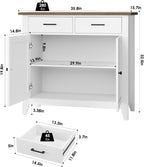 HORSTORS Farmhouse Kitchen Storage Cabinet, Small Buffet, Coffee Bar, White