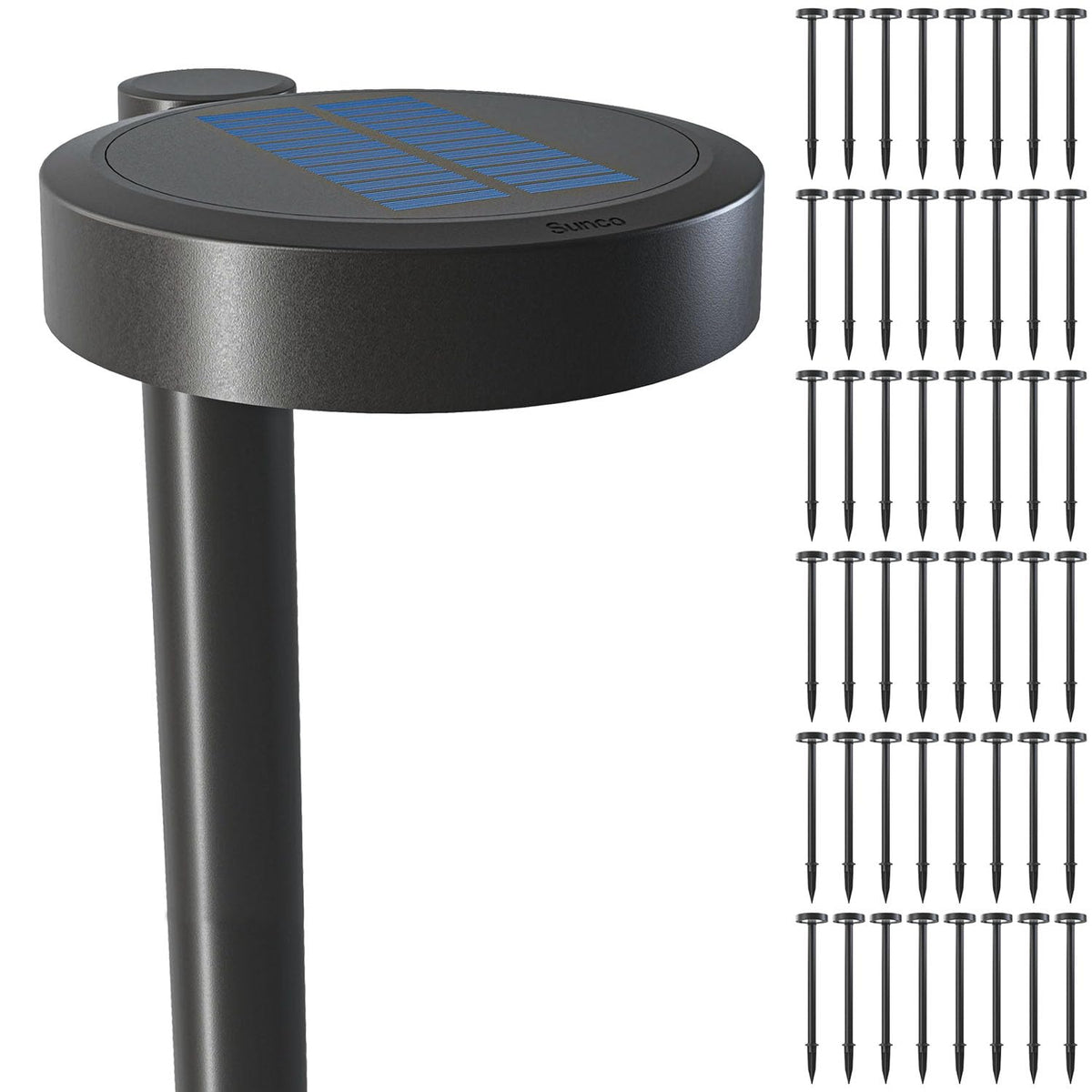 Sunco 12 Pack 2W LED Solar Pathway Walkway Backyard Garden Patio Residential Ambient Decorative Outdoor Light-MD4, 120 Lumens, Selectable CCT 2700K Soft White /4000K Cool White, Dimmable, 3.7V