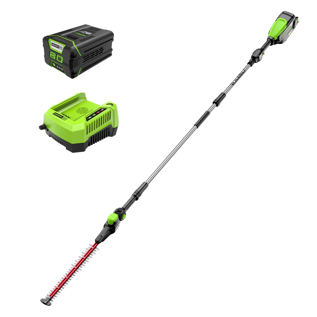 Greenworks 80V 26 in Cordless Hedge Trimmer, 2.0 Ah Battery and Charger