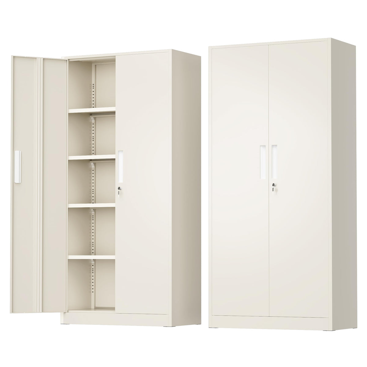 Greenvelly Metal Garage Storage Cabinet with 4 Swivel Wheels, 73" Black Storage Cabinet on Wheels, Rolling Tool Cabinet with Locking Doors and Shelves for Garage, Basement, Home, Warehouse