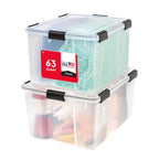 IRIS USA 6-Pack 19 Qt Storage Bins with Gasket Lids, Clear/Black