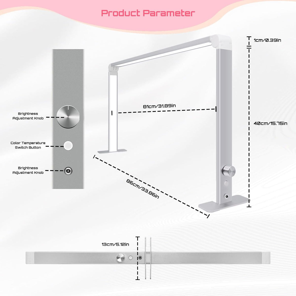 Half Moon Light for Nail Desk, New Upgraded Square Lash Light, Nail Tech Light 3 Color Temperature 4000K-6500K and Dimmable Brightness