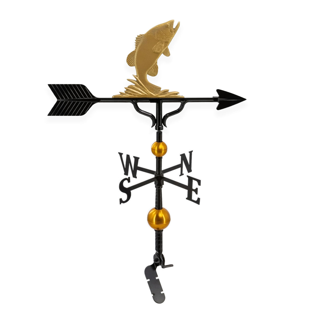 Montague Metal Products Aluminum Bass Weathervane - Deluxe, Gold