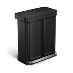 simplehuman Step Recycler, 58L / 15.3 Gallon Dual Compartment Kitchen Trash Can, 150,000-Step Pedal, Lid Shox® Technology, Liner Rim System, Liner Pocket®, Brushed Stainless Steel with Plastic Lid