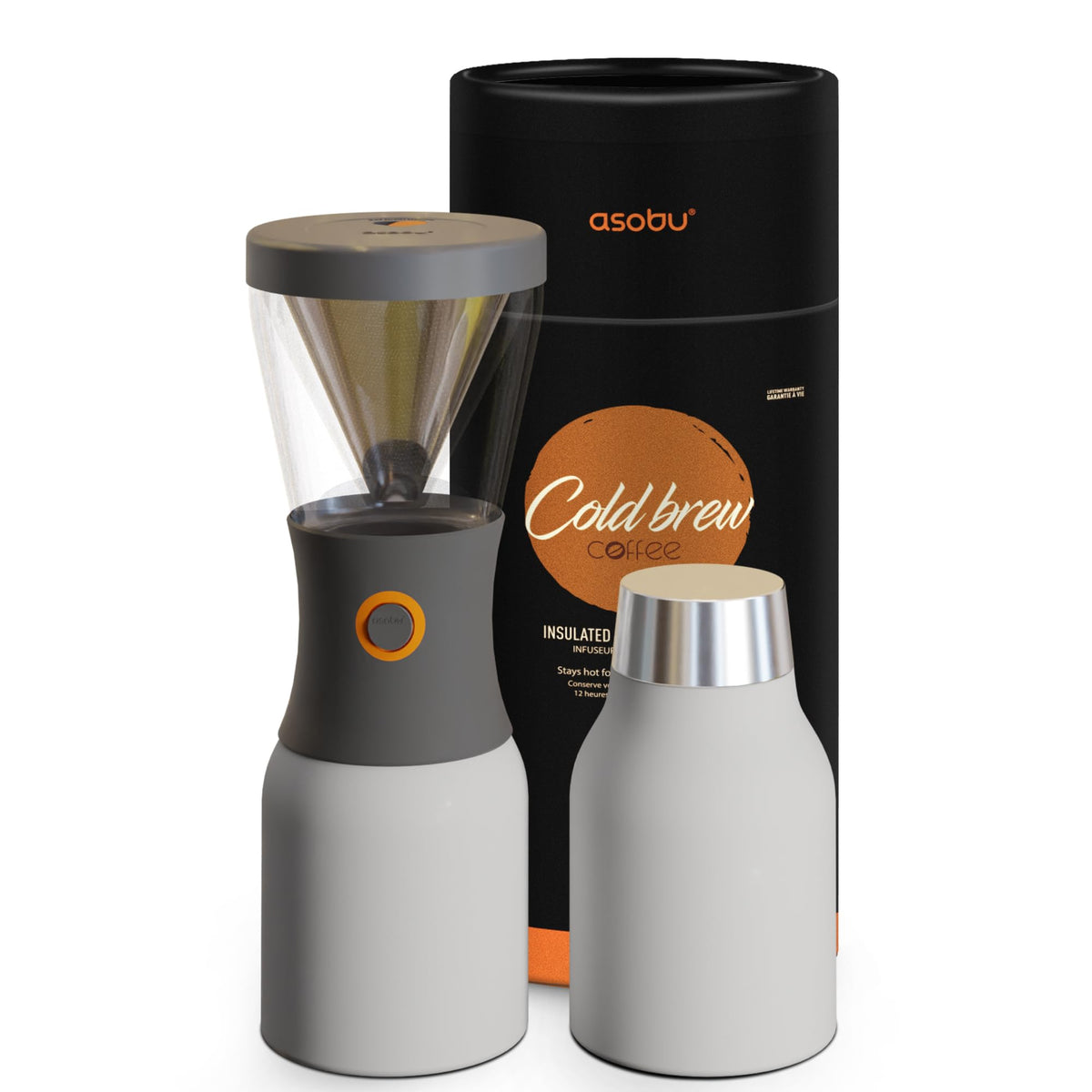 asobu Cold Brew Coffee Maker, Award-Winning 40oz Insulated Cold Brew Brewer with Portable Stainless Steel Carafe – No.1 Europe Coffee Fest Winner, Leakproof, BPA-Free, Keeps Cold 24H