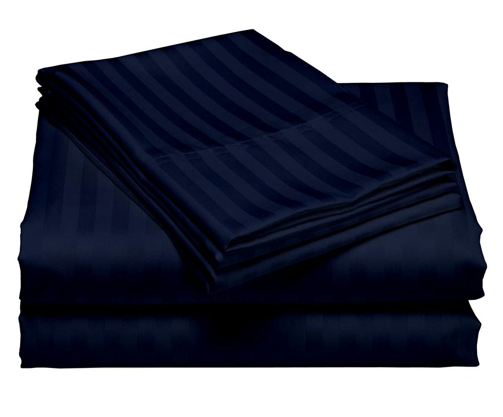 USA RV King Sheet Set in Purple Stripe 400 Thread-Count 100% Egyptian Long Staple Cotton, Sateen Weave for Soft and Silky Feel, Breathable 4-Piece Bedsheet, Elasticized 24'' Extra Deep Pocket