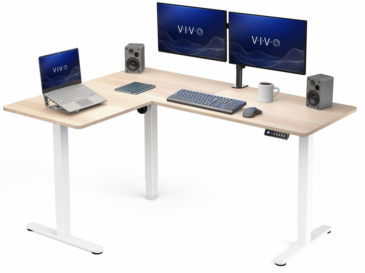 VIVO Black 63 x 55 in Corner Standing Desk, DESK-E3CTB