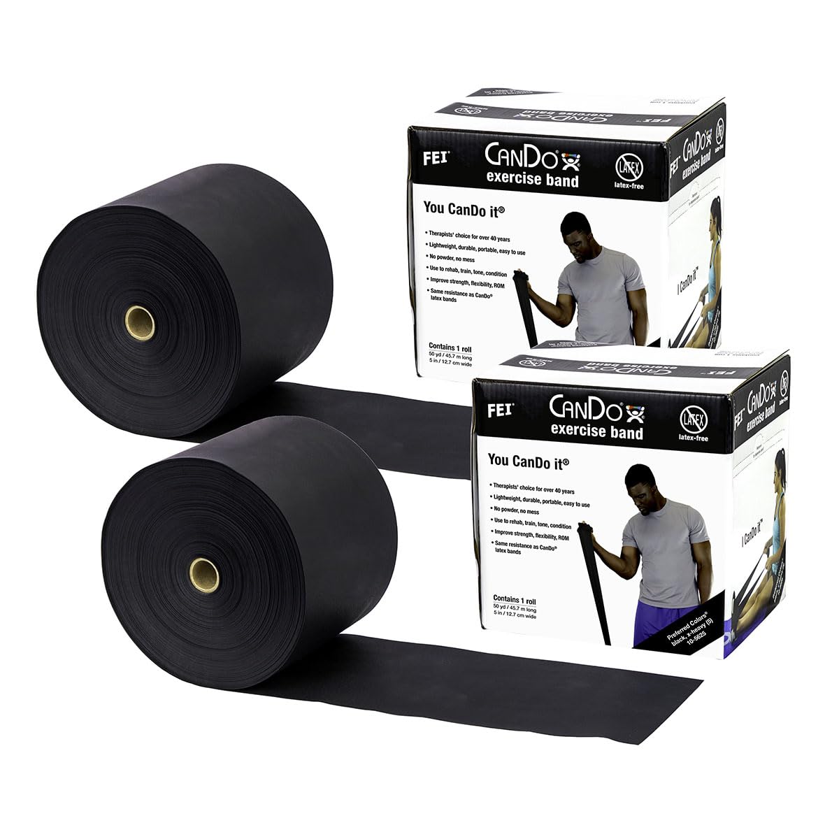 CanDo Twin-Pak Latex-Free Exercise Band, Tan, 100 Yard