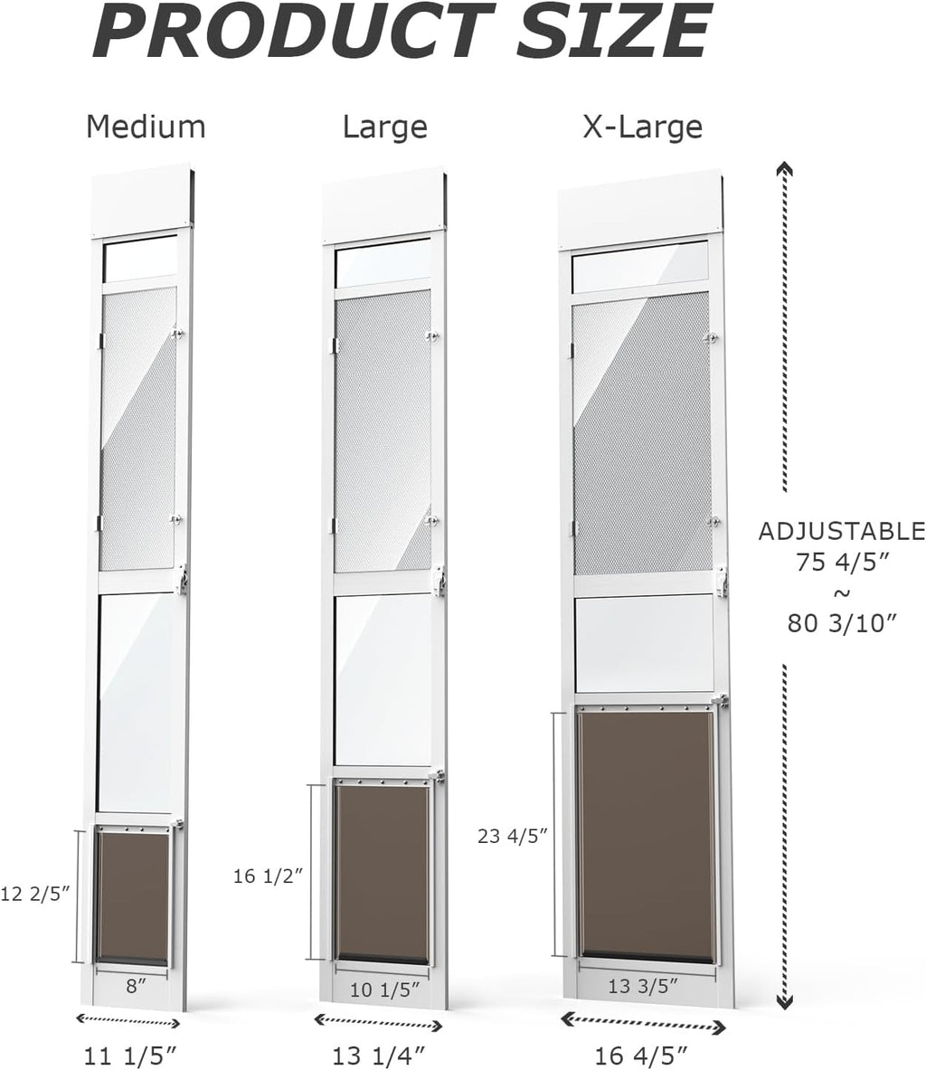 Dog Door for Sliding Glass Door with Screen Design for Large Dogs