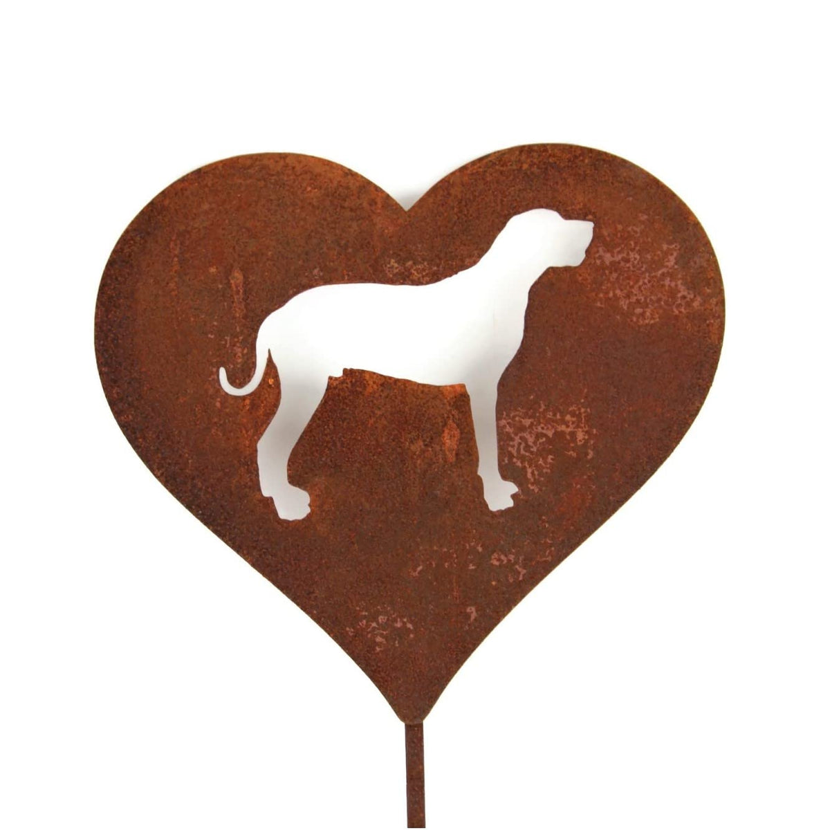 Pet Dog, Cat, Rabbit or Bird Keepsake Memorial Heart Garden Stake 20 to 28 Inches Tall (Large Heart, 28" Tall, Schnauzer, Naturally Rusted)