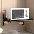 Kitchen Bakers Rack Kitchen Storage Wall-Mounted Seasoning Iron Storage Rack Punch-Free Oven Rack Hook Microwave Oven Rack Toaster Shelf(Black,46cm)
