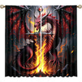 Dreamy Pink Wildlife Dragon Curtains-Fantasy Medieval Castle Rod Pocket Back Tab Window Drapes,Mythological Dragon Floral Roses Thermal Insulated Blackout Curtain,2pcs,Each 52“W x 96”L