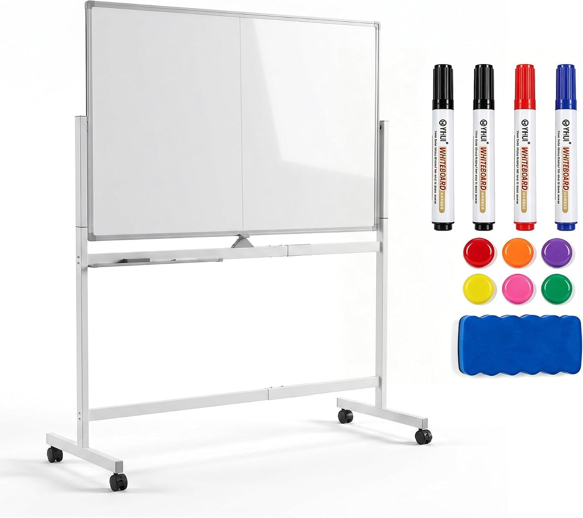 Garvee 48"×32" White Magnetic Portable Whiteboard Stand Mobile on Wheels