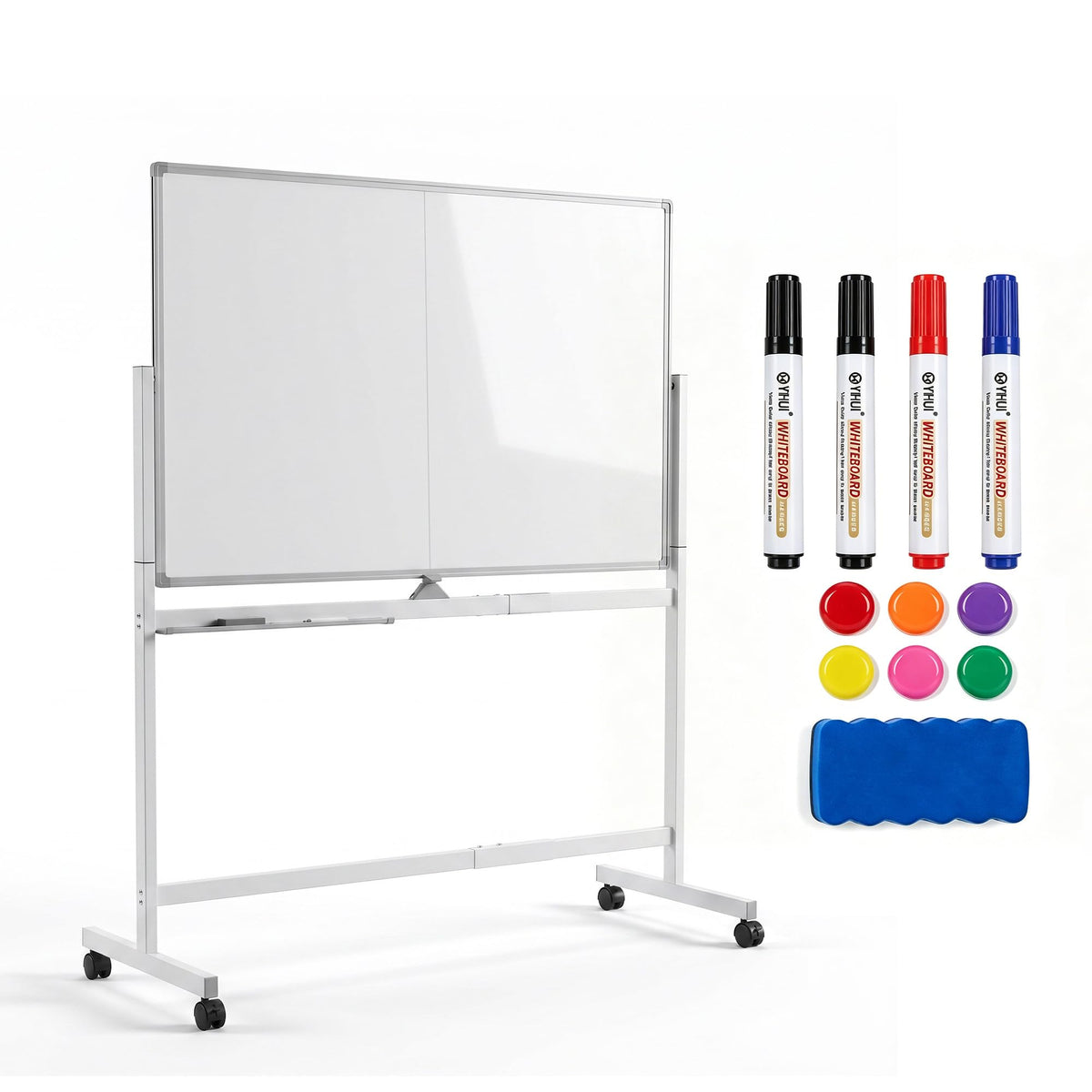 Garvee 48"×32" White Magnetic Portable Whiteboard Stand Mobile on Wheels