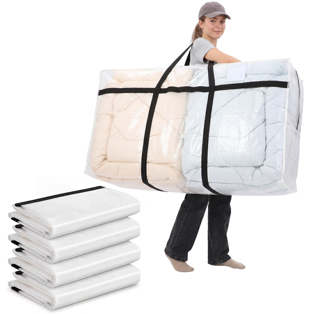 Windyun 4 Pcs 195 Gallon Extra Large Moving Bags XXL Heavy Duty Storage Bag