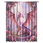 Traditional Ukiyoe Wildlife Dragon Curtains-Dreamy Ancient Japan Architecture Rod Pocket Back Tab Window Drapes,Japanese Samurai Thermal Insulated Blackout Curtain,2pcs,Each 52“W x 96”L