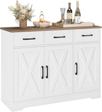 HOSTACK Kitchen Buffet Cabinet with Storage, Sideboard Coffee Bar, White